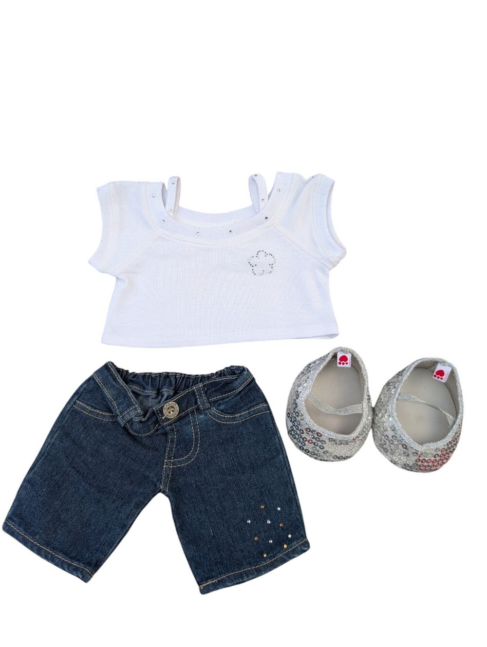 Build-a-Bear Off-the-Shoulder Top, Jeans & Sequin Shoes - BAB Not Included